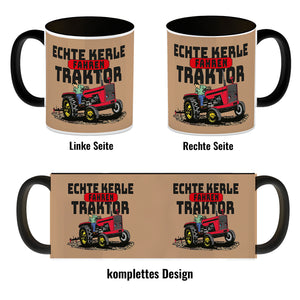 Echte Kerle fahren Traktor Kaffeebecher in braun