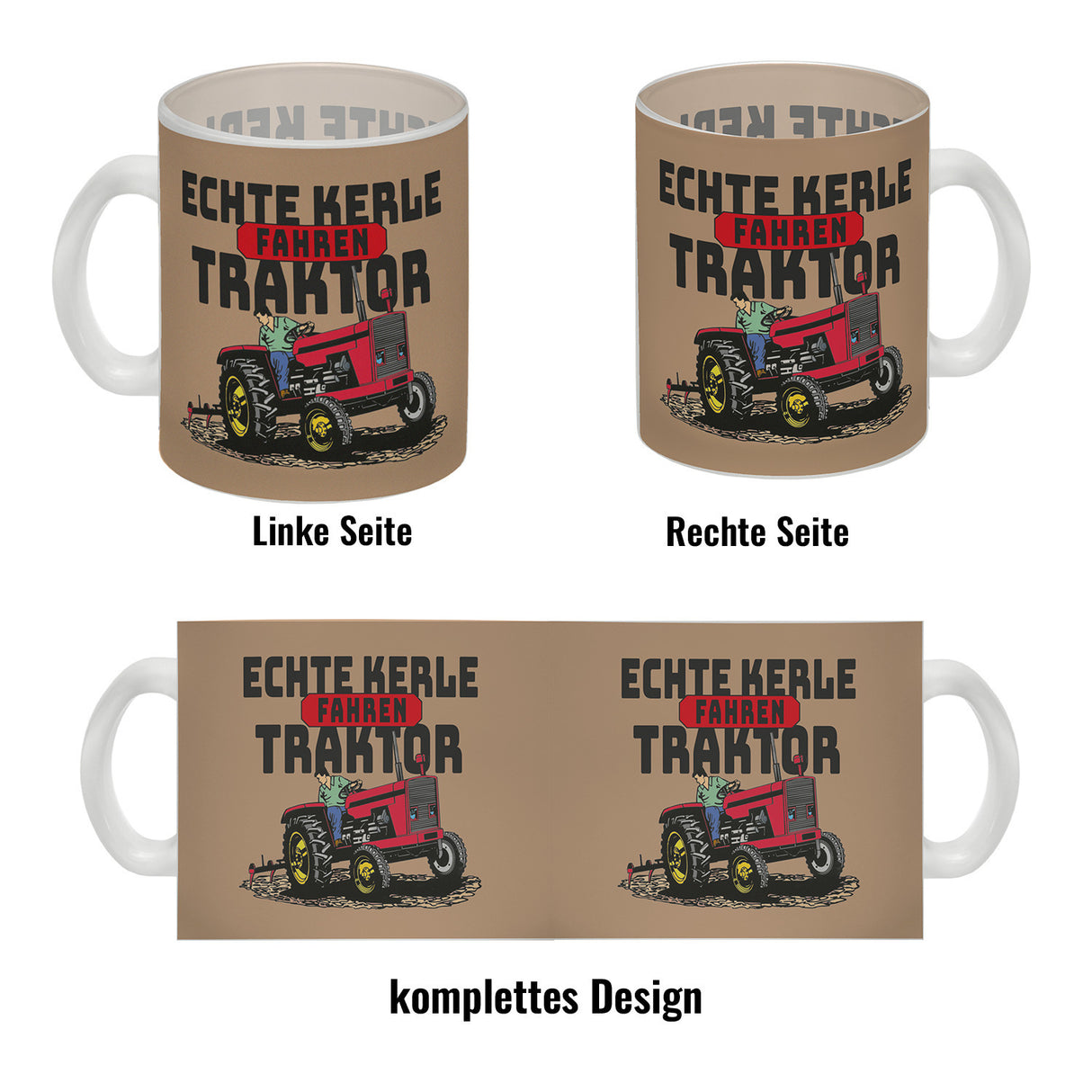 Echte Kerle fahren Traktor Kaffeebecher in braun