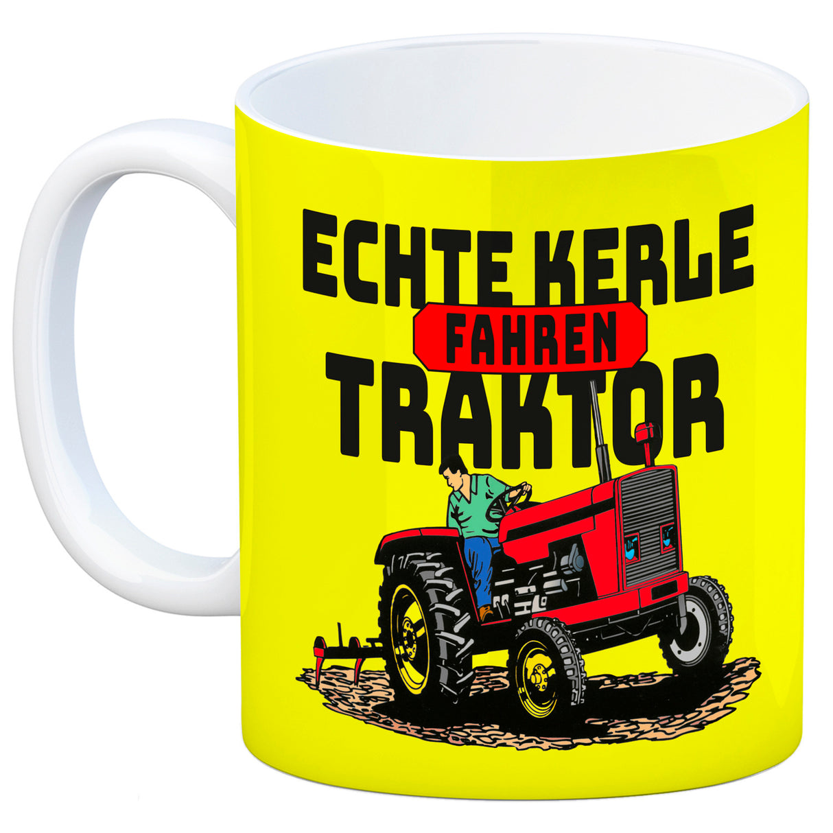 Echte Kerle fahren Traktor Kaffeebecher in braun