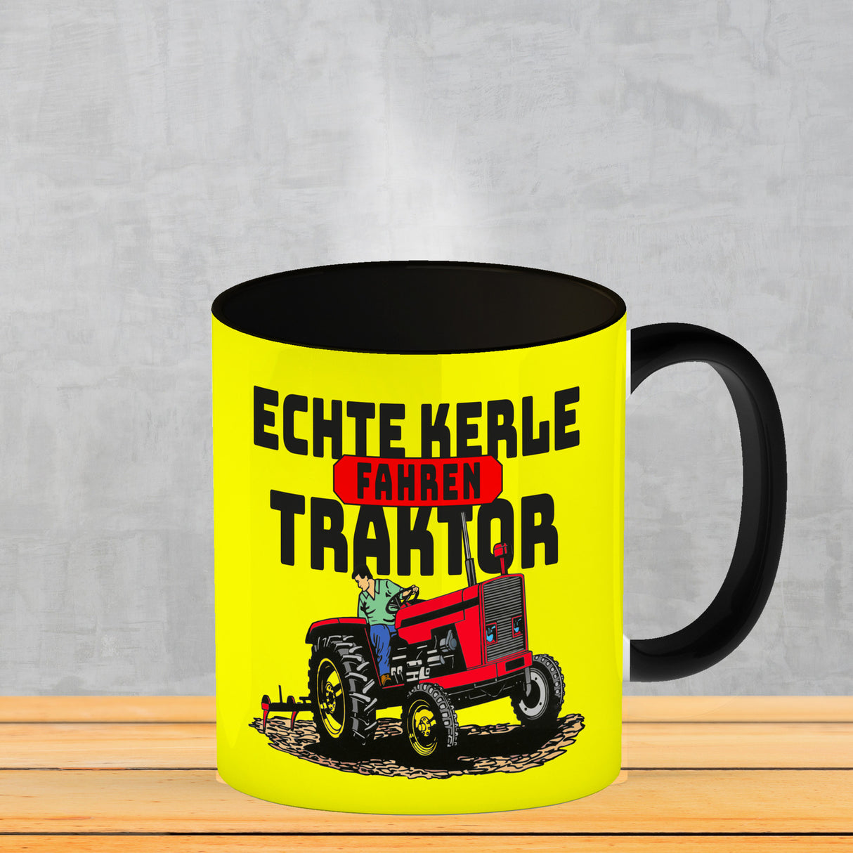 Echte Kerle fahren Traktor Kaffeebecher in braun