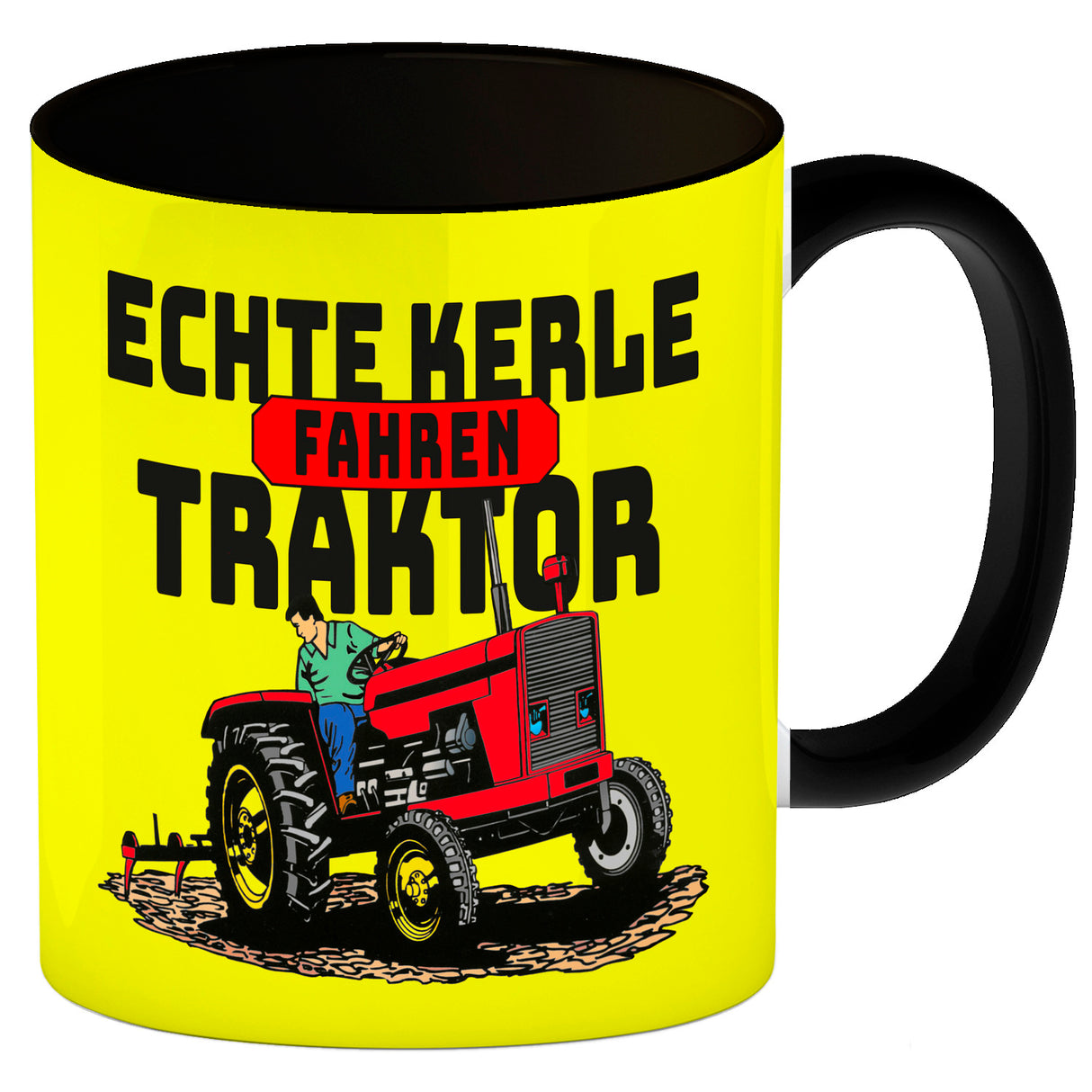 Echte Kerle fahren Traktor Kaffeebecher in braun