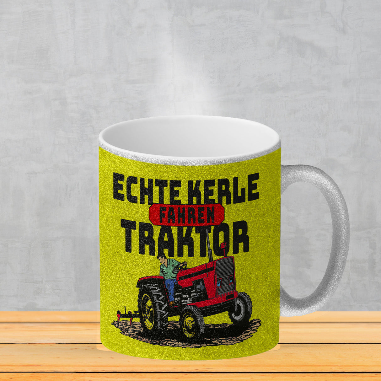 Echte Kerle fahren Traktor Kaffeebecher in braun