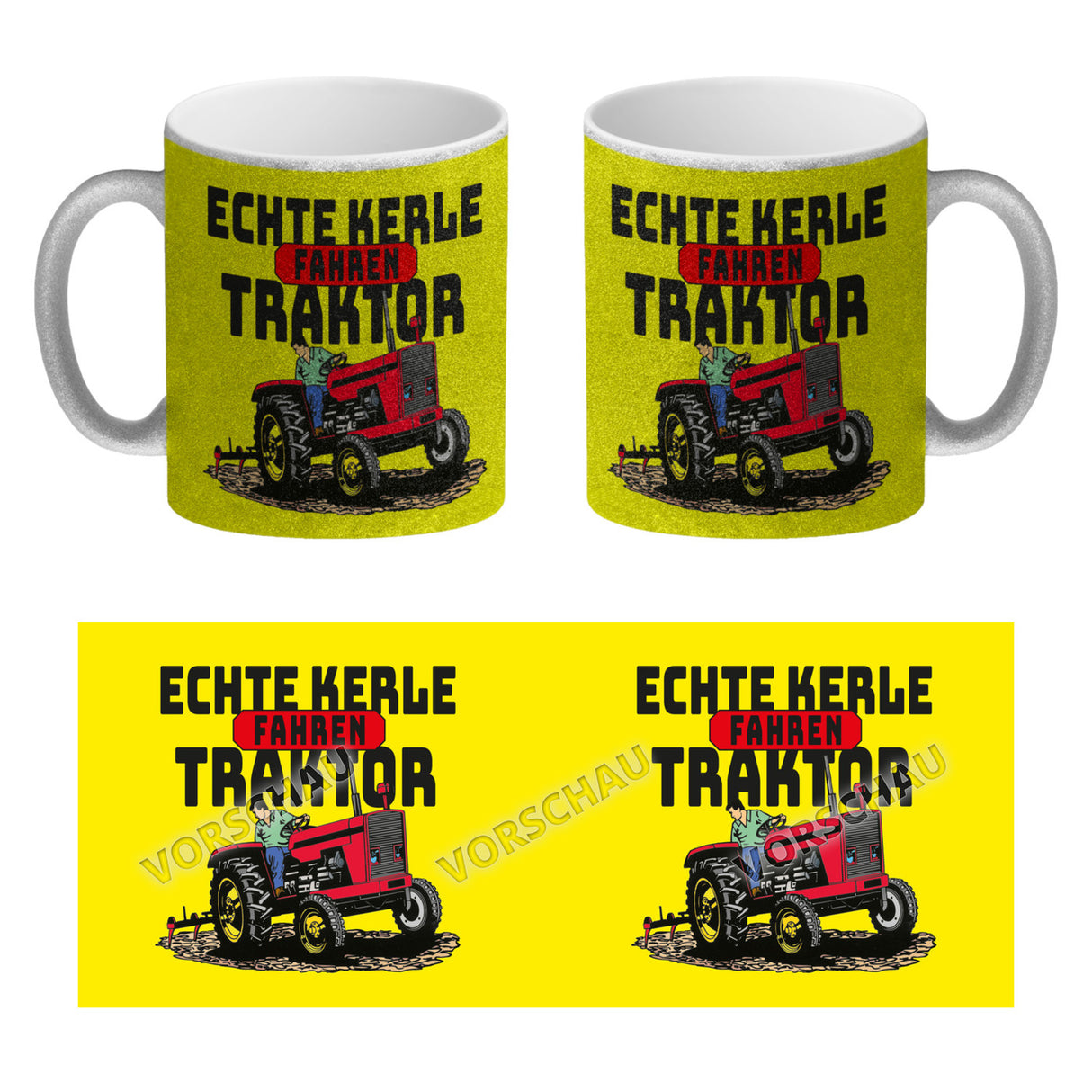 Echte Kerle fahren Traktor Kaffeebecher in braun
