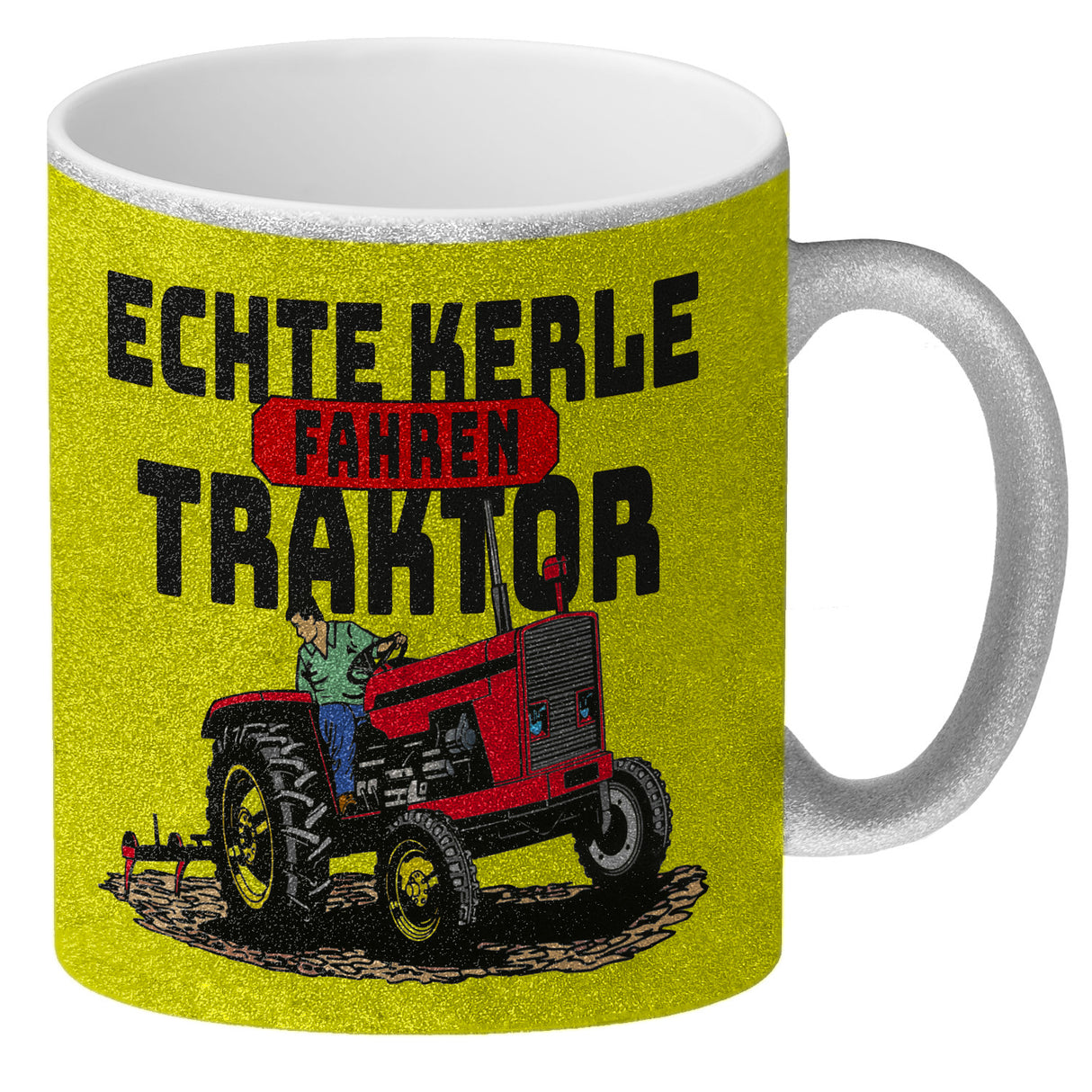 Echte Kerle fahren Traktor Kaffeebecher in braun