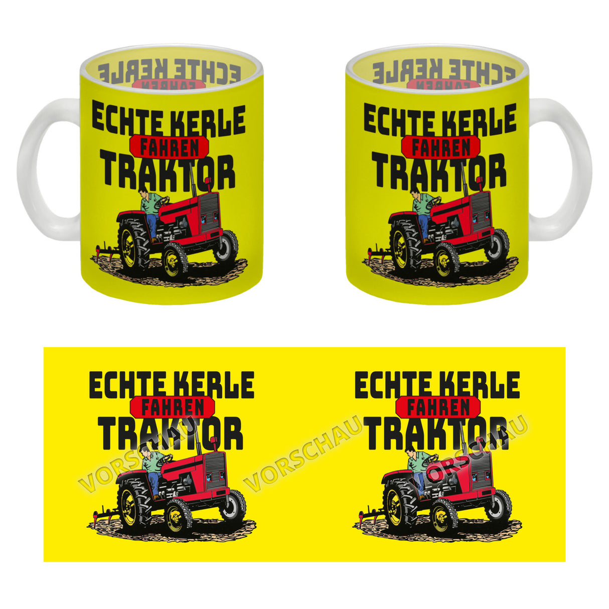 Echte Kerle fahren Traktor Kaffeebecher in braun