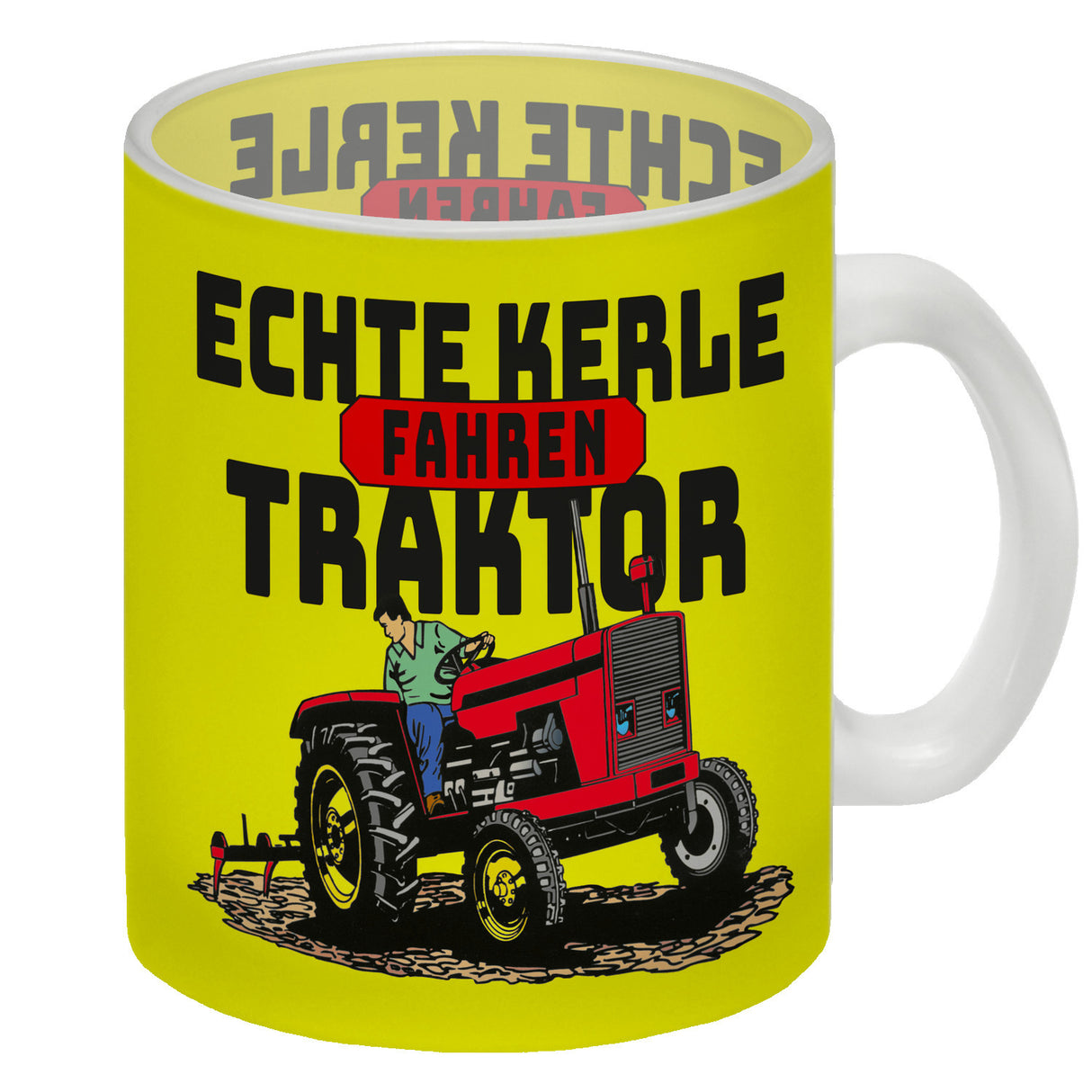 Echte Kerle fahren Traktor Kaffeebecher in braun