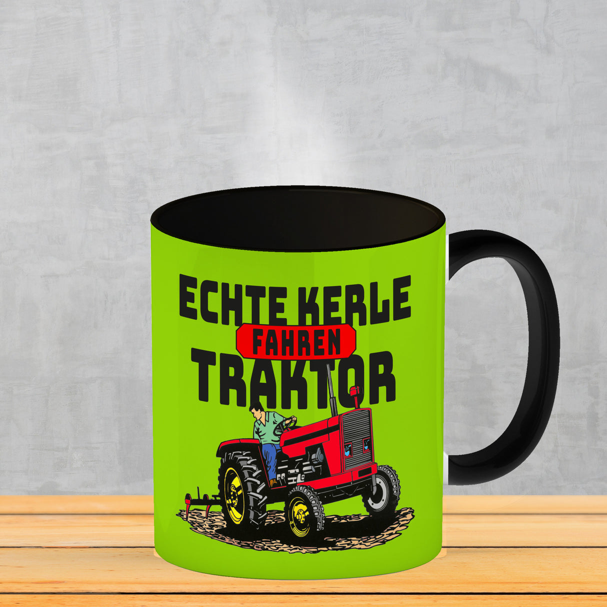 Echte Kerle fahren Traktor Kaffeebecher in braun