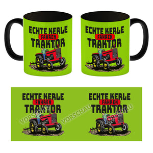 Echte Kerle fahren Traktor Kaffeebecher in braun