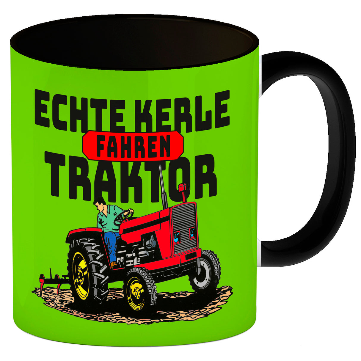Echte Kerle fahren Traktor Kaffeebecher in braun
