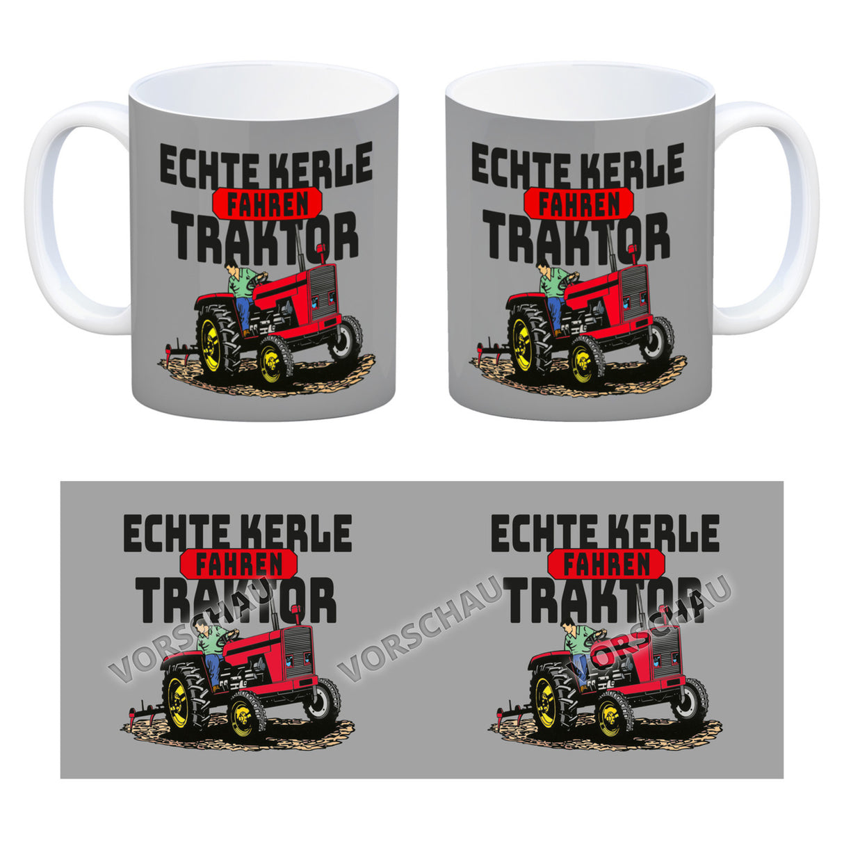 Echte Kerle fahren Traktor Kaffeebecher in braun