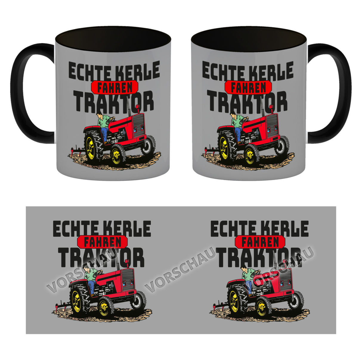 Echte Kerle fahren Traktor Kaffeebecher in braun