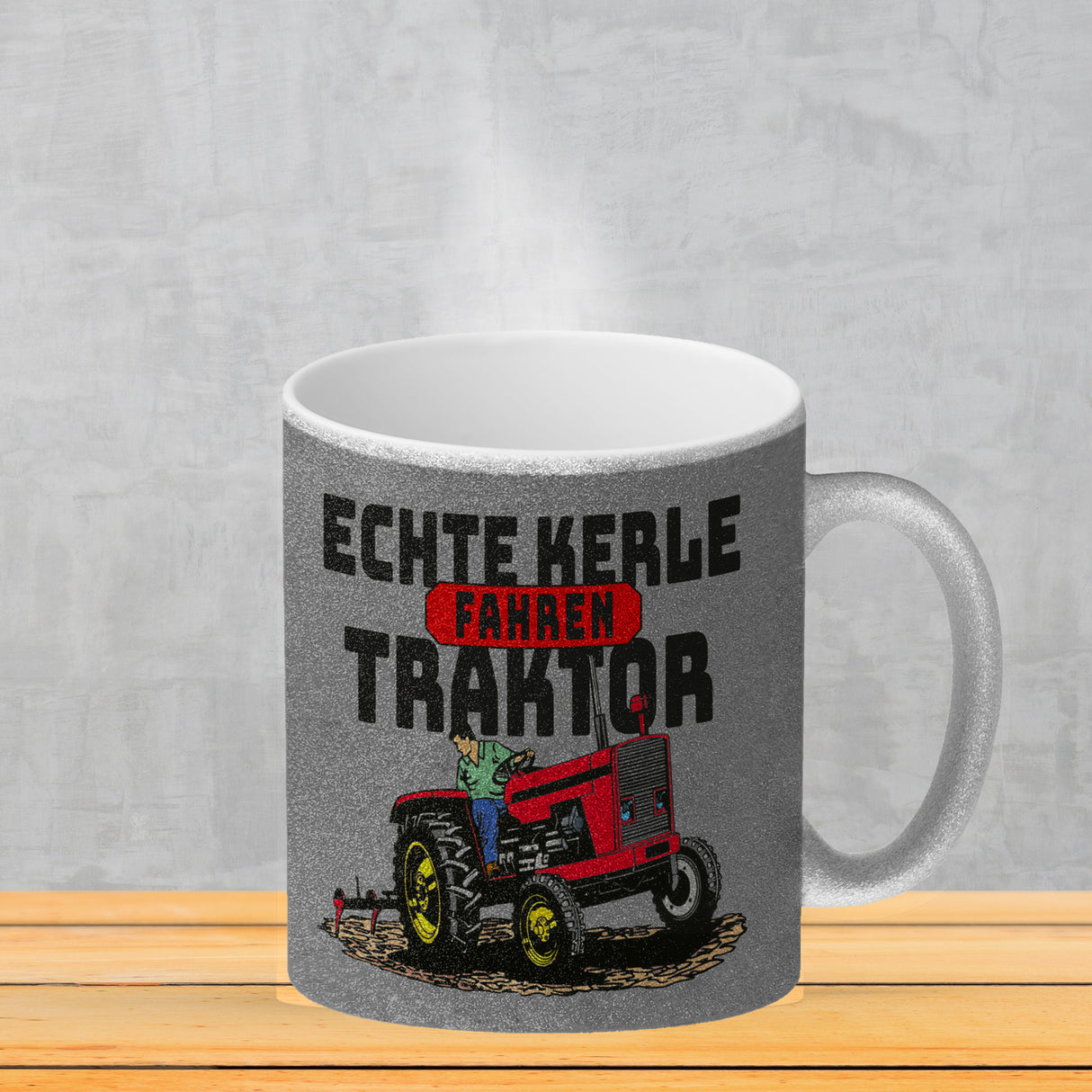 Echte Kerle fahren Traktor Kaffeebecher in braun