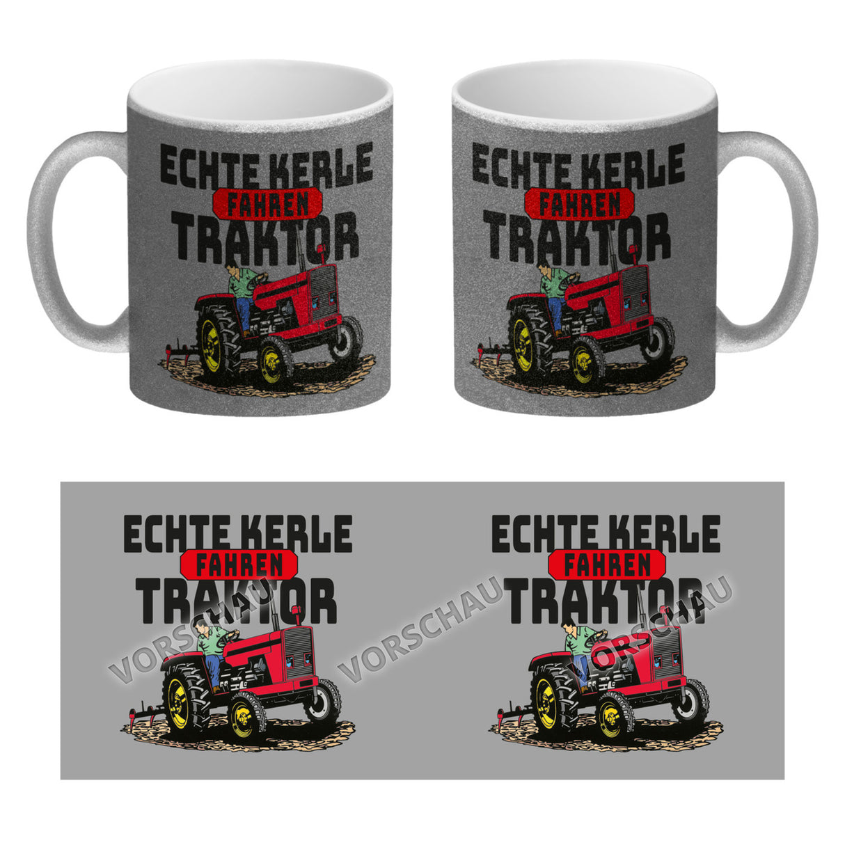 Echte Kerle fahren Traktor Kaffeebecher in braun