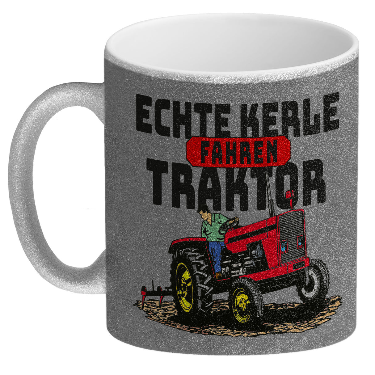 Echte Kerle fahren Traktor Kaffeebecher in braun
