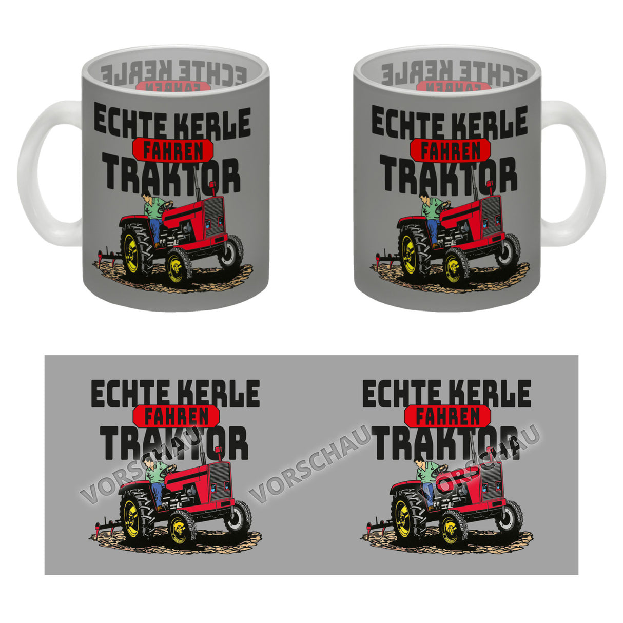 Echte Kerle fahren Traktor Kaffeebecher in braun
