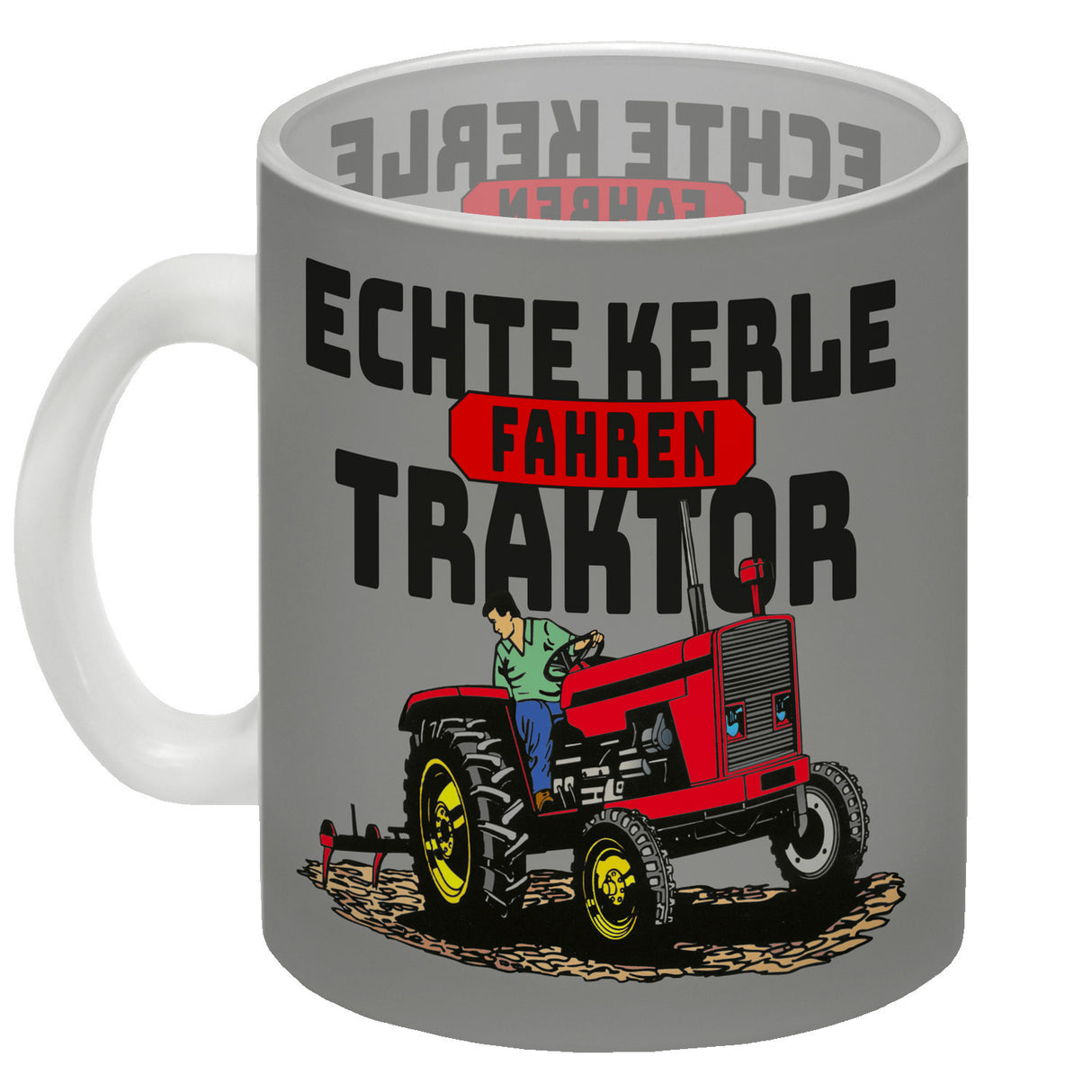 Echte Kerle fahren Traktor Kaffeebecher in braun