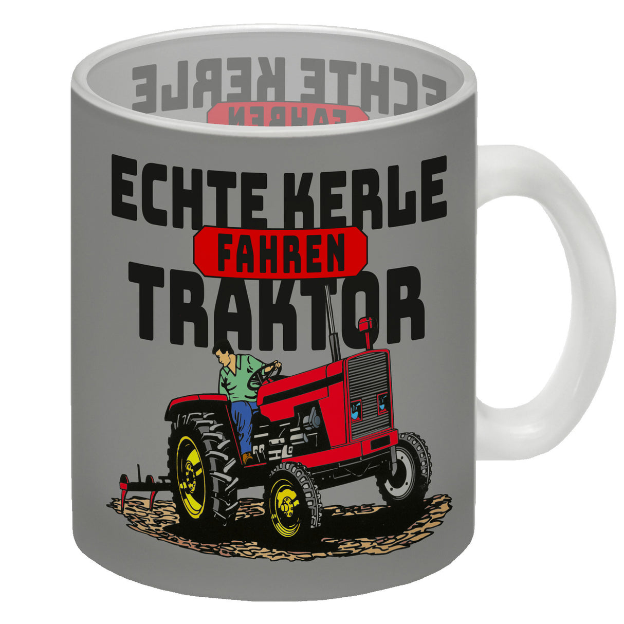 Echte Kerle fahren Traktor Kaffeebecher in braun
