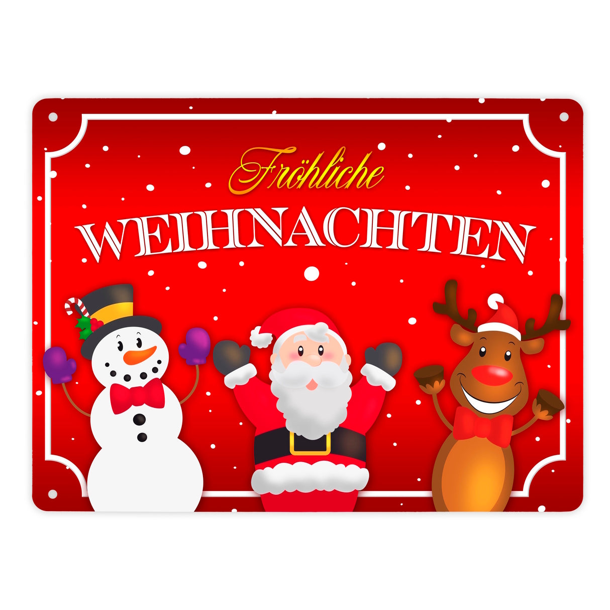 Fröhliche Weihnachten Metallschild mit Weihnachtsfiguren