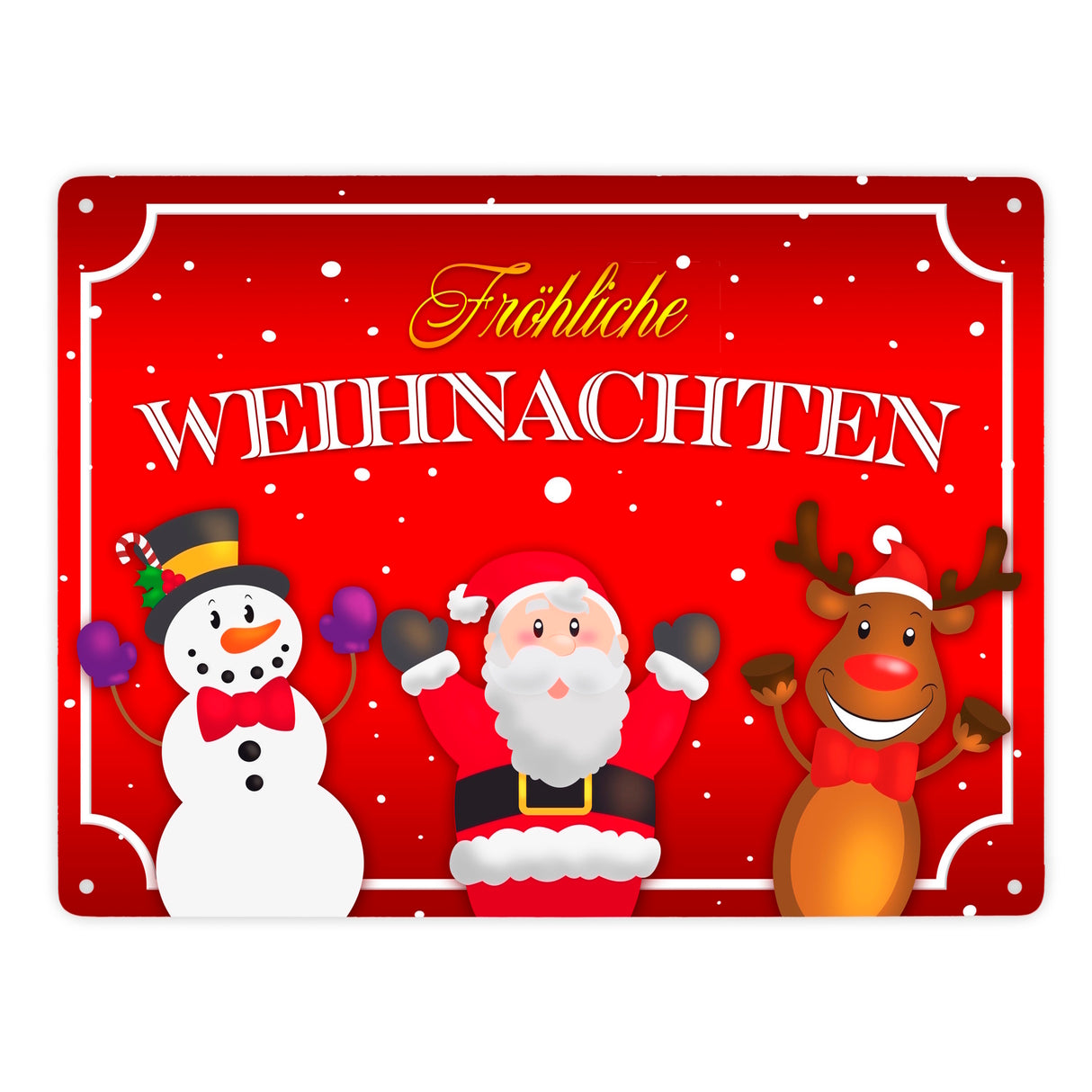 Fröhliche Weihnachten Metallschild mit Weihnachtsfiguren
