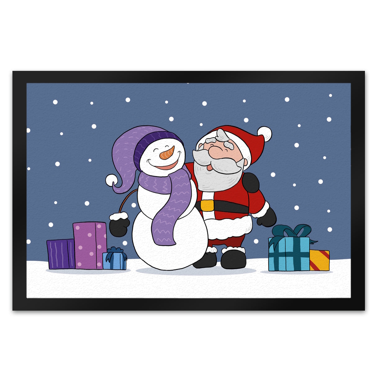 Schneemann und Weihnachtsmann Fußmatte