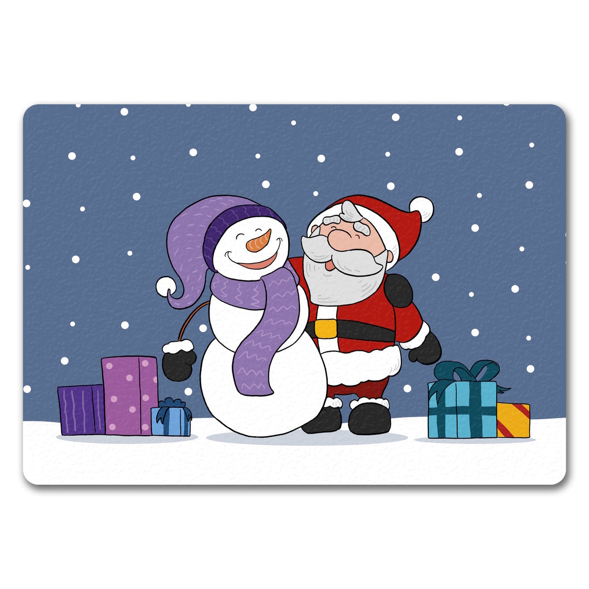 Schneemann und Weihnachtsmann Fußmatte