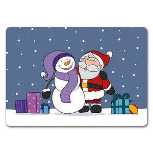 Schneemann und Weihnachtsmann Fußmatte