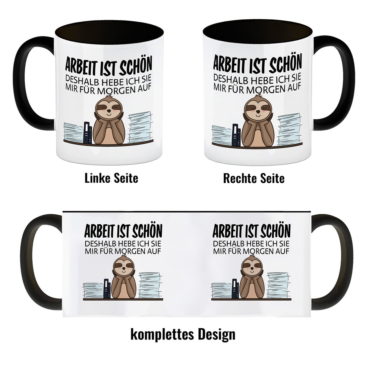 Arbeit für morgen aufheben Faultier Kaffeebecher