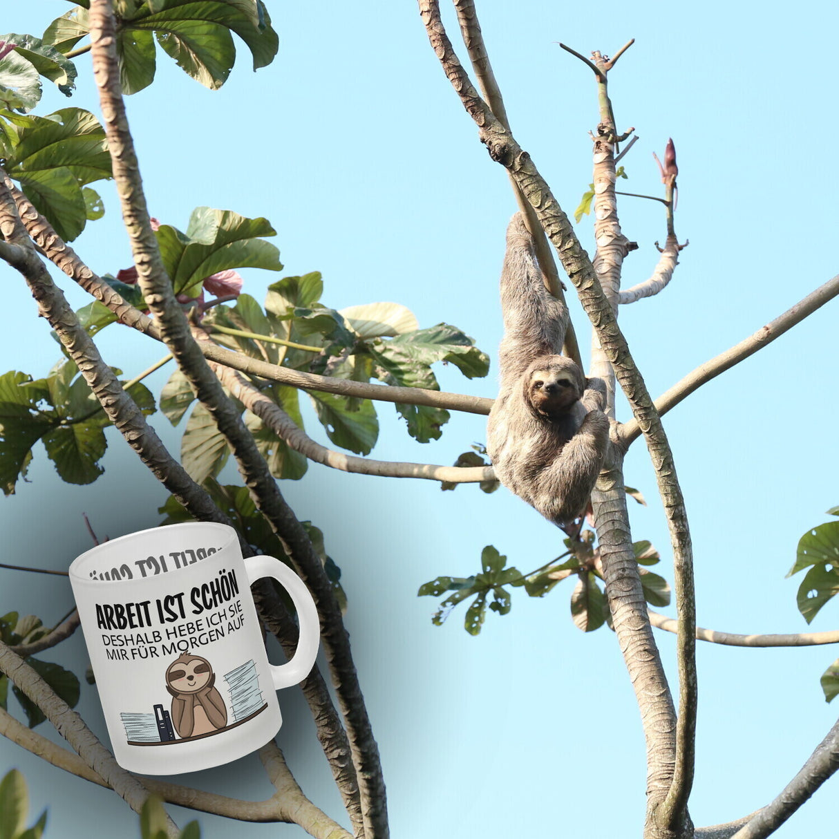 Arbeit für morgen aufheben Faultier Kaffeebecher