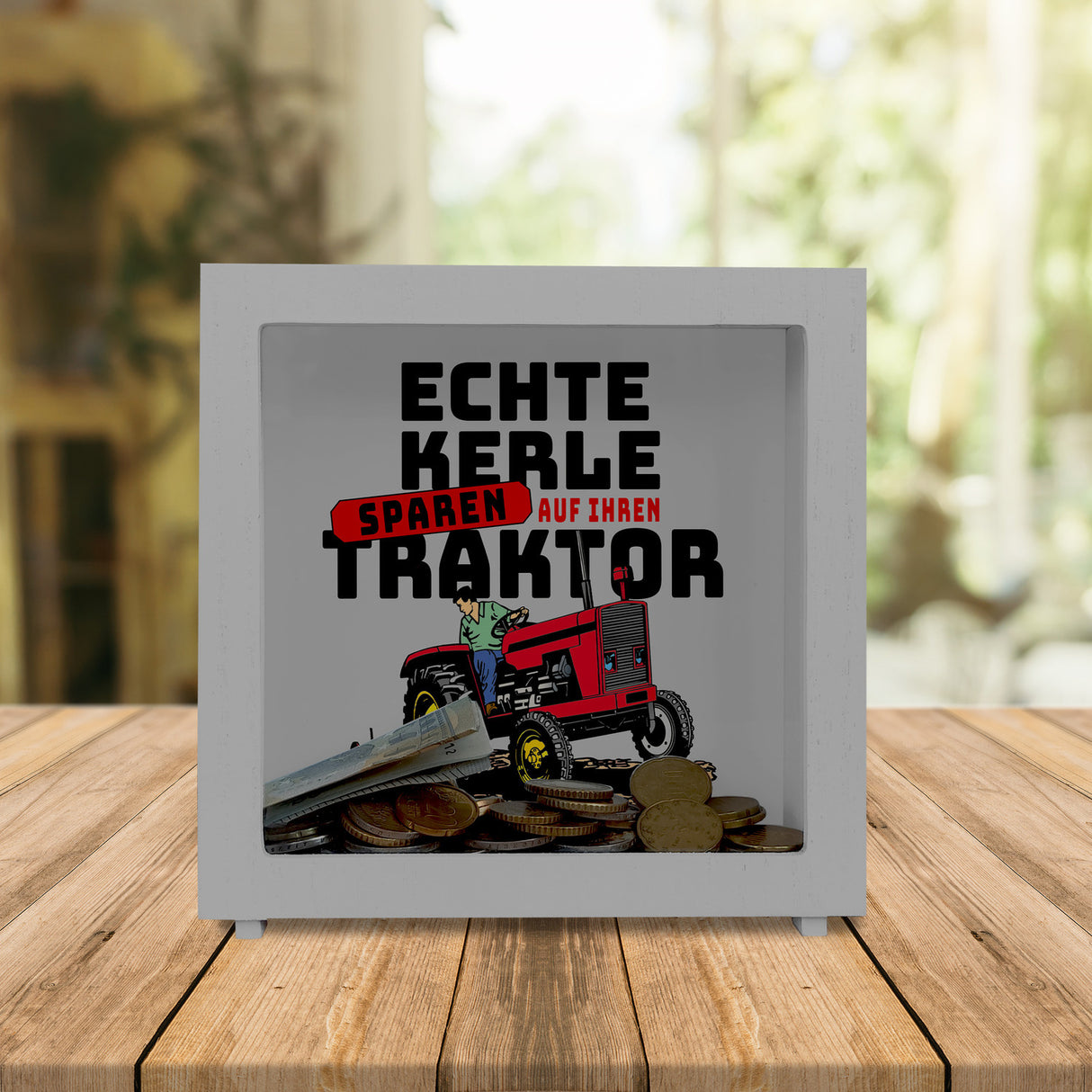 Echte Kerle sparen auf ihren Traktor Spardose für Landwirte