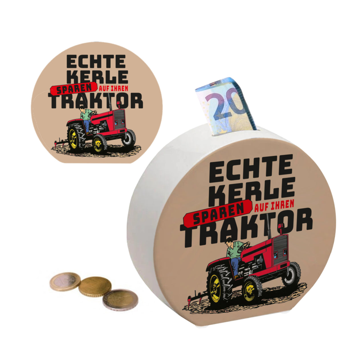 Echte Kerle sparen auf ihren Traktor Spardose für Landwirte
