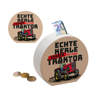 Echte Kerle sparen auf ihren Traktor Spardose für Landwirte