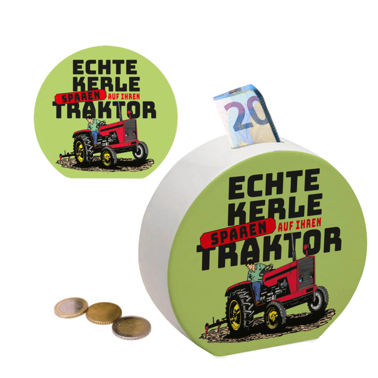 Echte Kerle sparen auf ihren Traktor Spardose für Landwirte