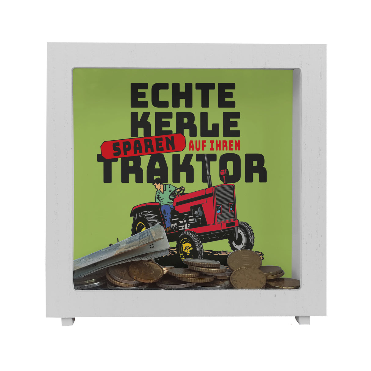 Echte Kerle sparen auf ihren Traktor Spardose für Landwirte