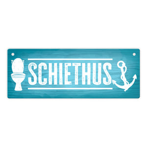 Schiethus Plattdeutsch Metallschild für die Toilette in braun