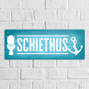 Schiethus Plattdeutsch Metallschild für die Toilette in braun