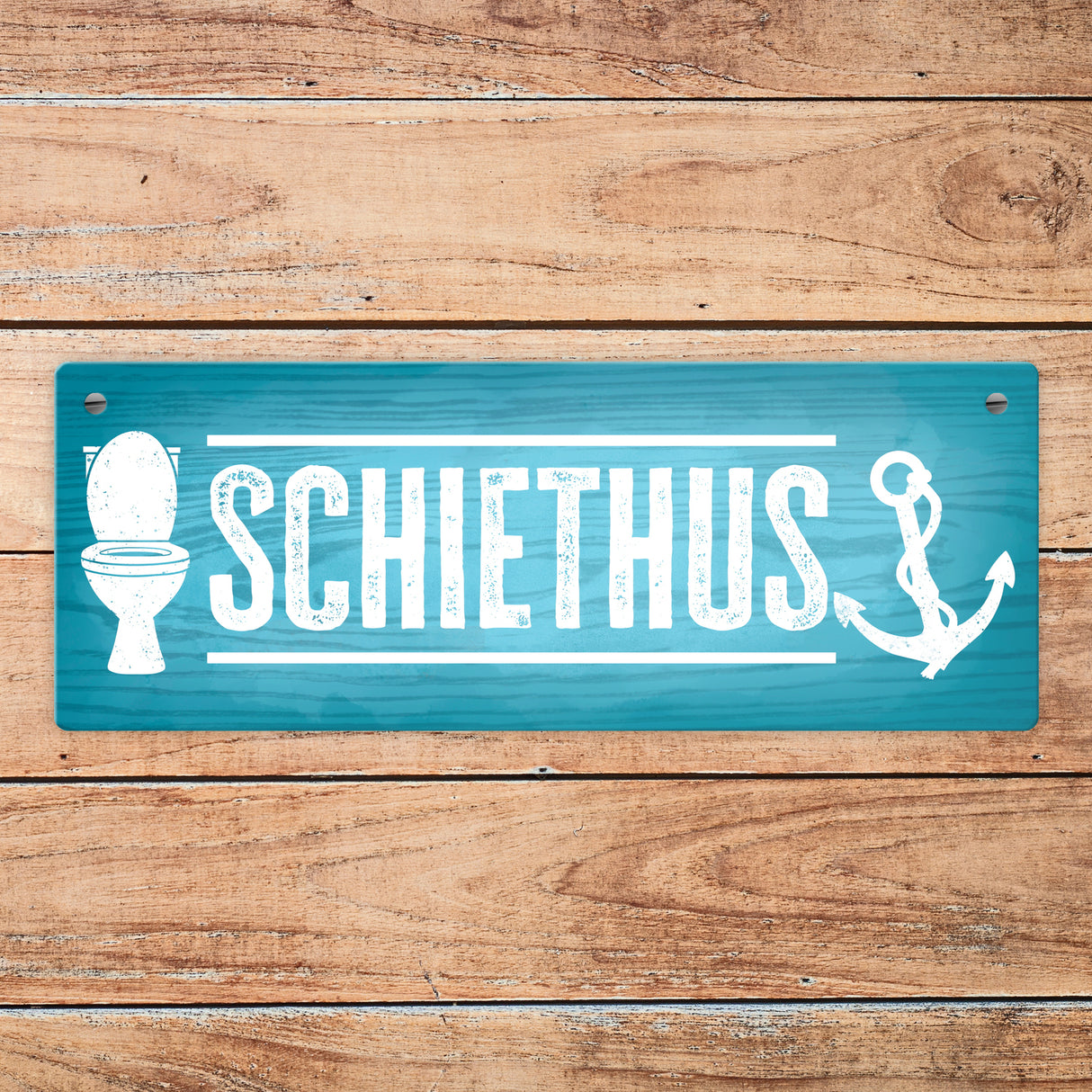 Schiethus Plattdeutsch Metallschild für die Toilette in braun