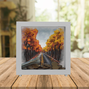 Allee im Herbst Spardose in Wasserfarbenoptik