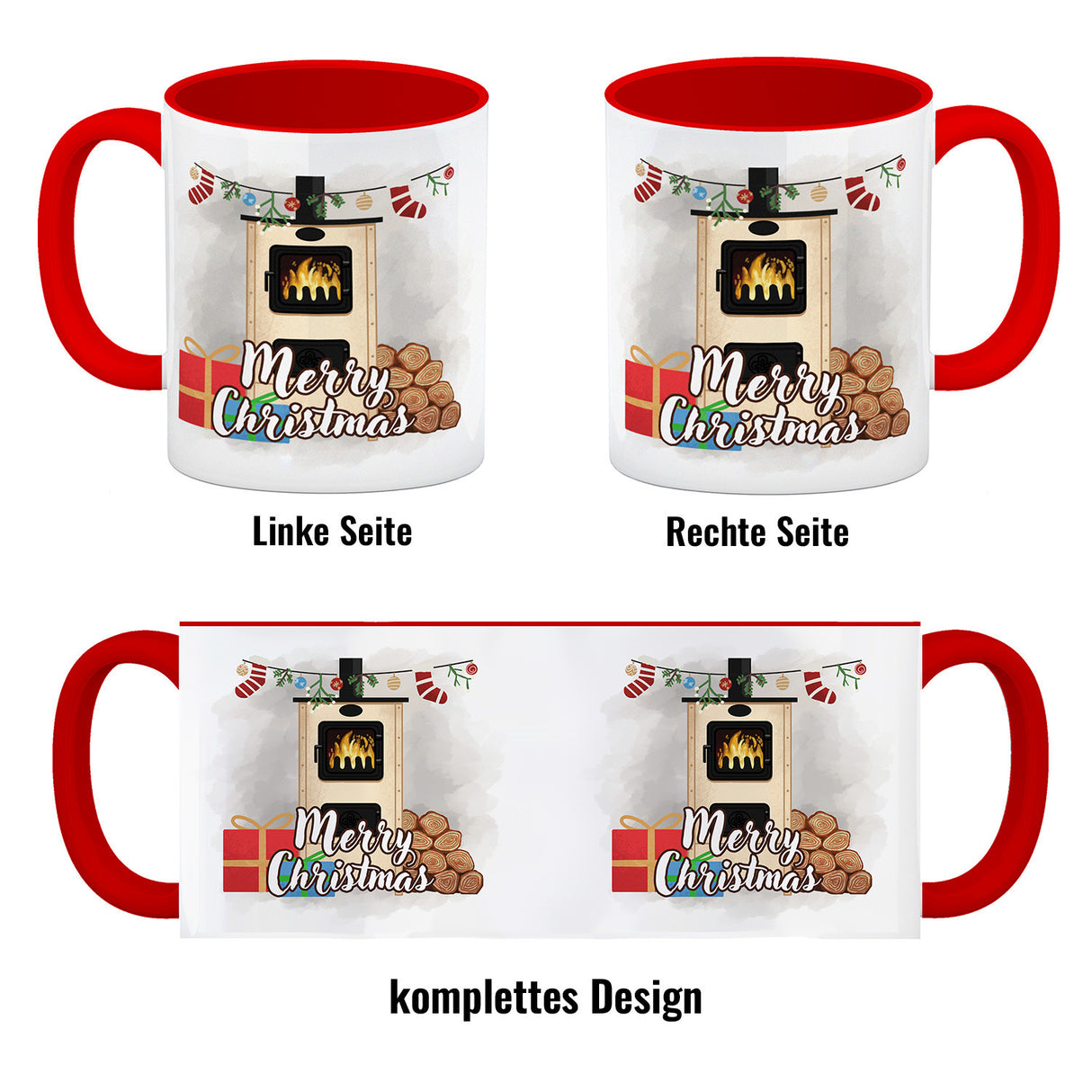 Merry Christmas Holzofen Kaffeebecher für Weihnachten