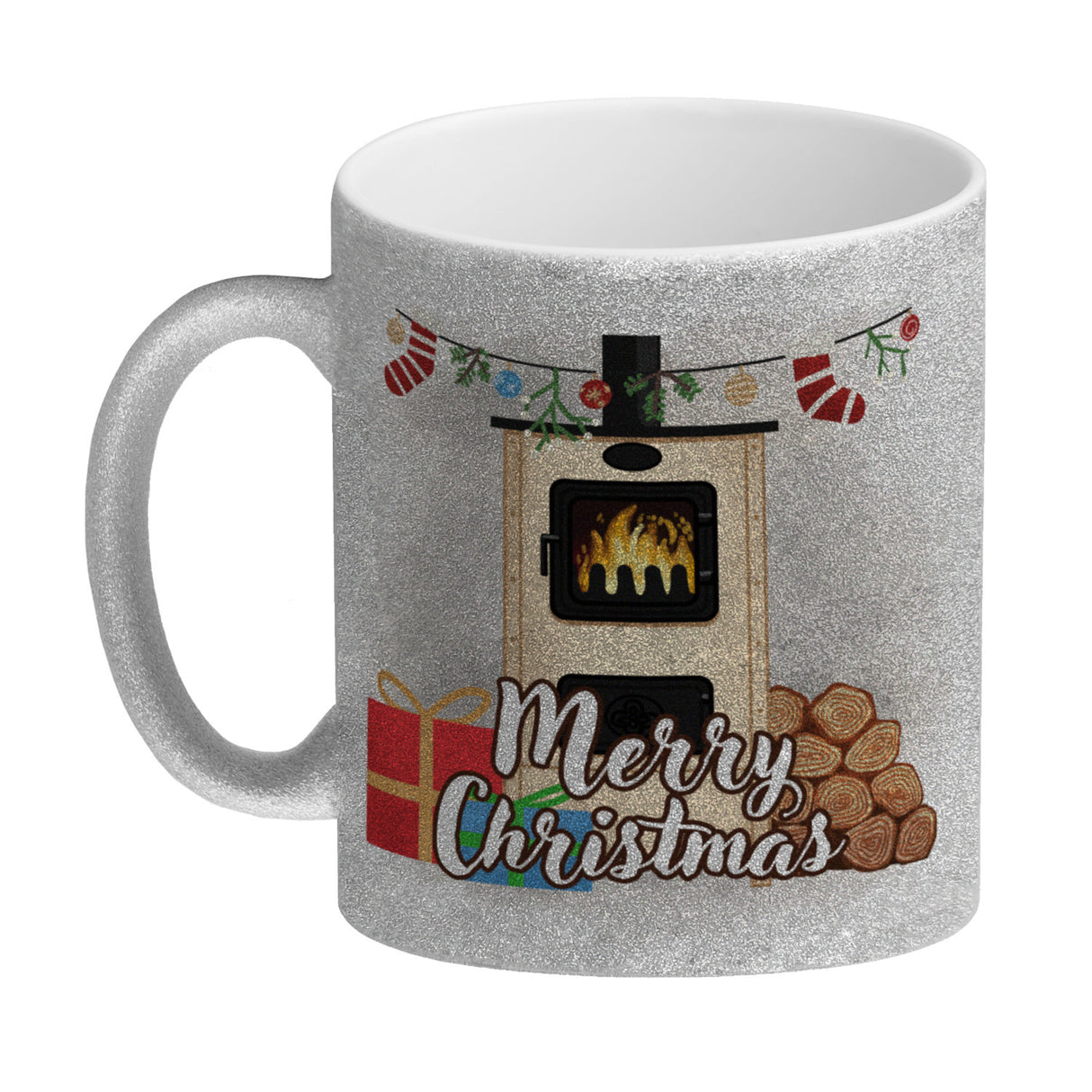Merry Christmas Holzofen Kaffeebecher für Weihnachten