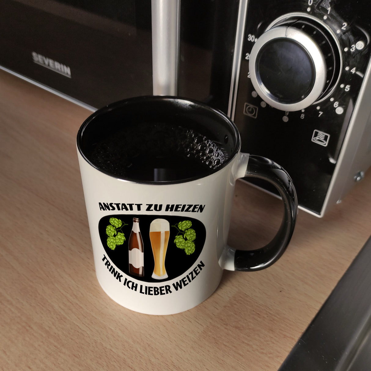 Anstatt zu heizen trink ich lieber Weizen Kaffeebecher
