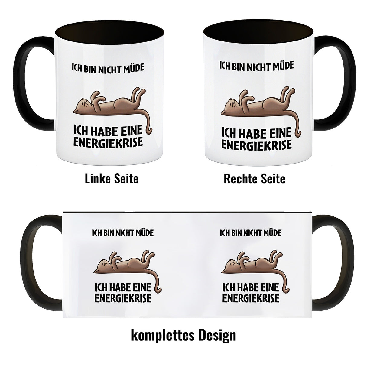 Bin nicht müde ich habe eine Energiekrise Katze Kaffeebecher