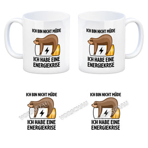 Bin nicht müde ich habe eine Energiekrise Katze Kaffeebecher