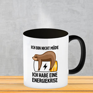Bin nicht müde ich habe eine Energiekrise Katze Kaffeebecher