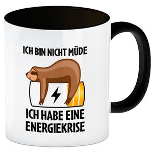 Bin nicht müde ich habe eine Energiekrise Katze Kaffeebecher