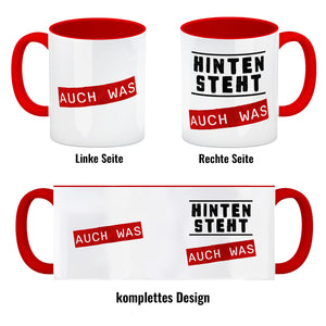 Hinten steht auch was Kaffeebecher