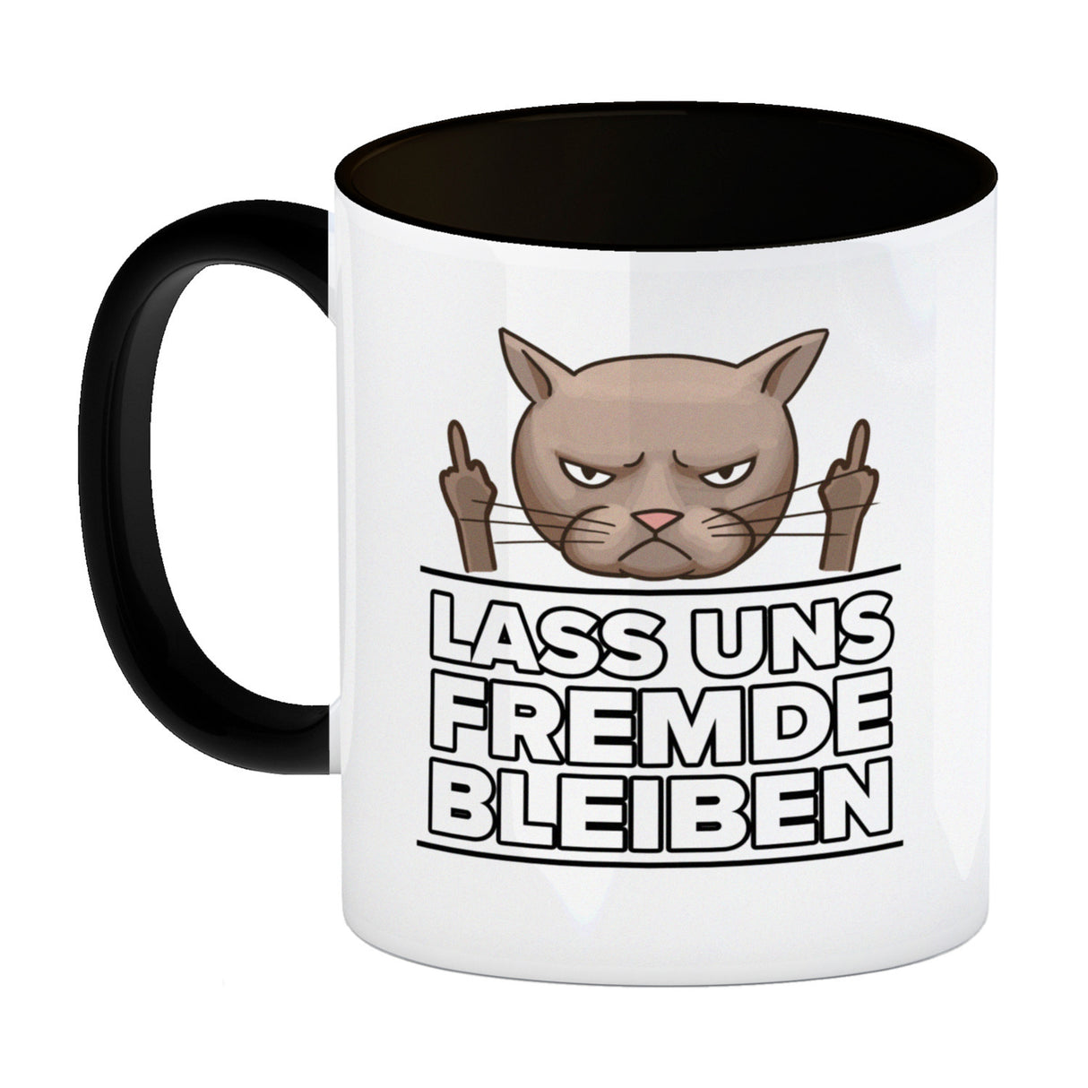 Lass uns Fremde bleiben mit Katze Kaffeebecher