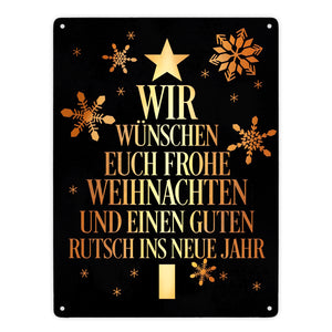 Frohe Weihnachten & einen guten Rutsch Christbaum Metallschild