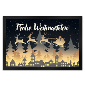 Frohe Weihnachten Skyline Fußmatte