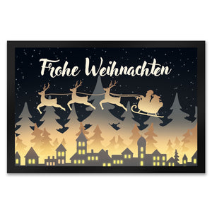 Frohe Weihnachten Skyline Fußmatte