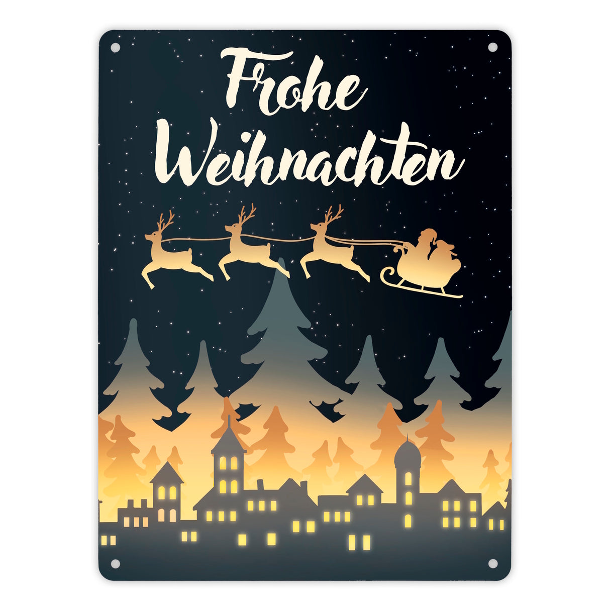 Frohe Weihnachten Skyline Metallschild
